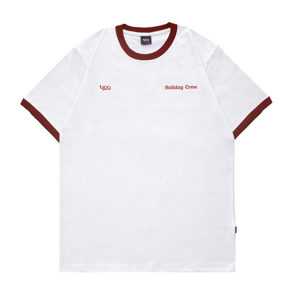 4.20 T-Shirt Holy Crew Ringer Tee Red White 24s Cotton