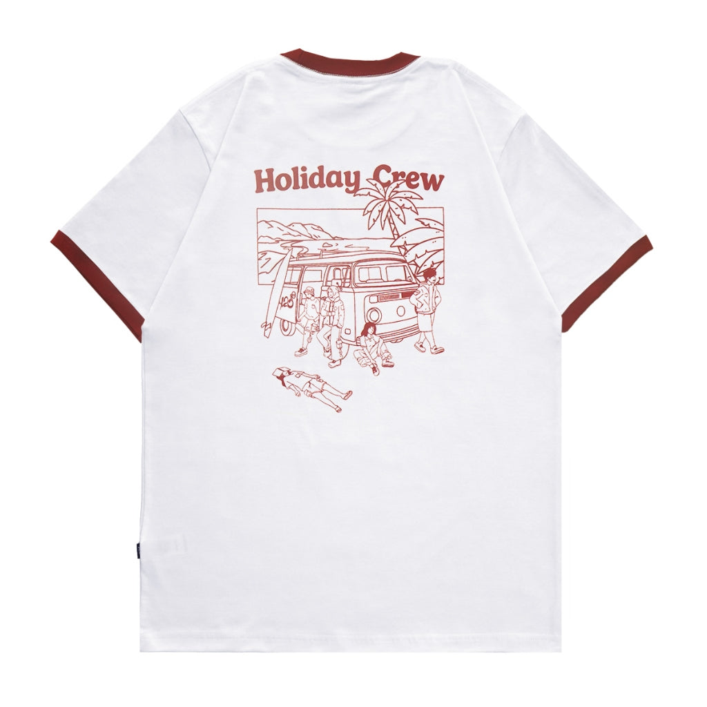 4.20 T-Shirt Holy Crew Ringer Tee Red White 24s Cotton