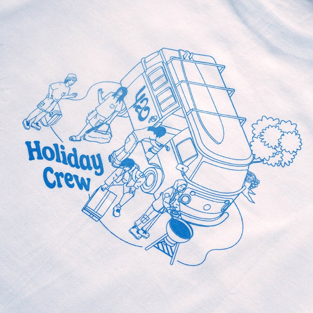 4.20 T-Shirt Holiday Crew Ringer Tee Blue White 24s Cotton