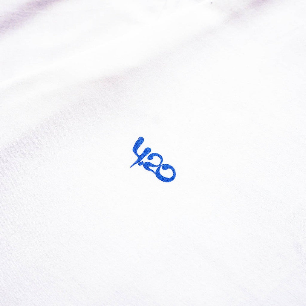 4.20 T-Shirt Holiday Crew Ringer Tee Blue White 24s Cotton