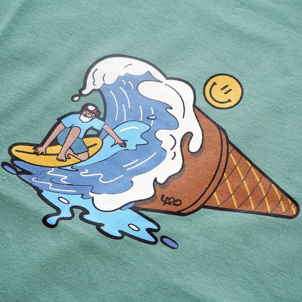 4.20 T-Shirt Ice Cream Surfer Feldspar Green 24s Cotton