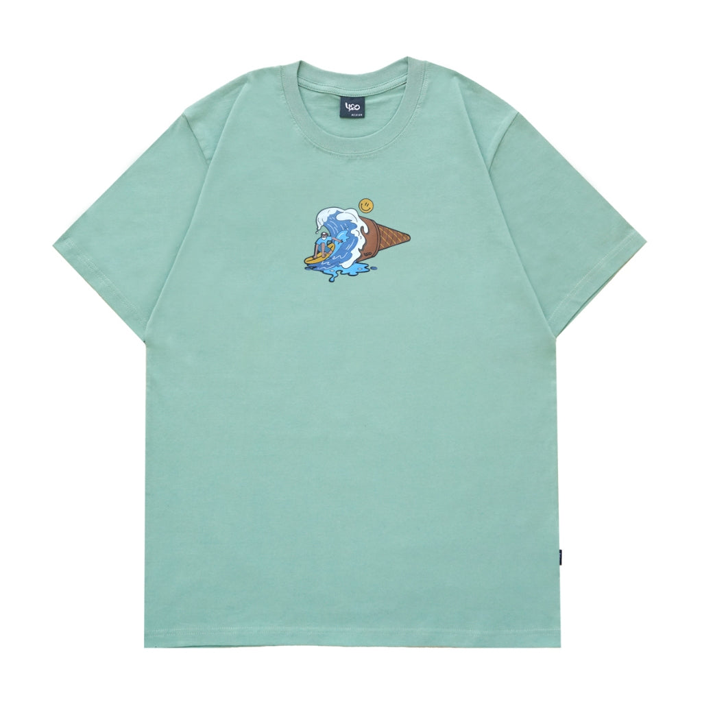 4.20 T-Shirt Ice Cream Surfer Feldspar Green 24s Cotton