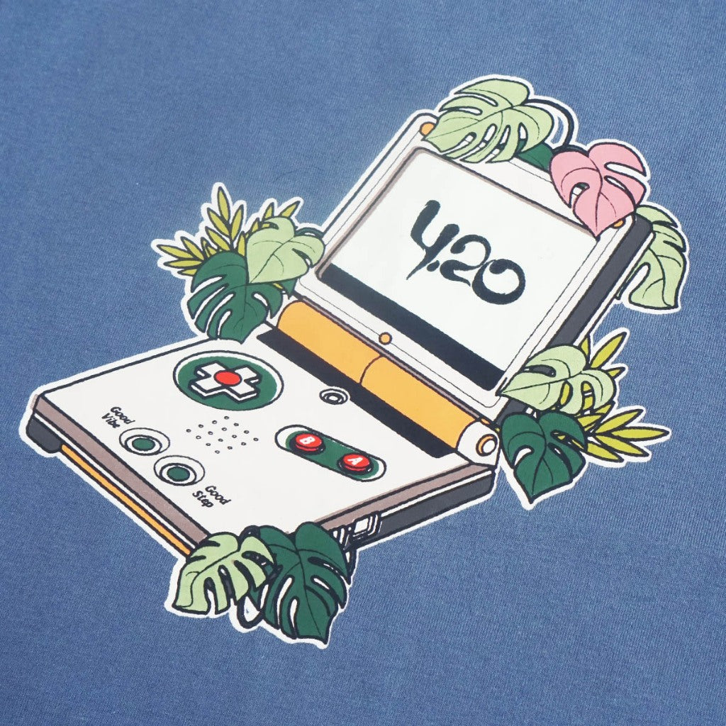 4.20 T-Shirt Gameboy Advance Blue 24s Cotton